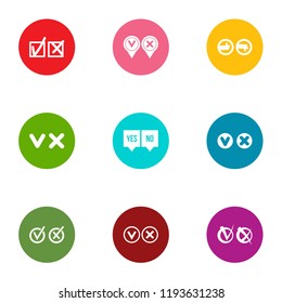 Tick icons set. Flat set of 9 tick vector icons for web isolated on white background
