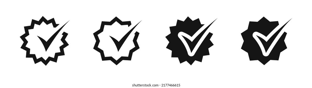 Tick icons set. Flat black tick icons. Checkmark icon set. Checkmarks and ticks collection