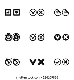 Tick icons set. Simple illustration of 9 tick vector icons for web