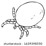 Tick Insect Full - Vector Outline Illustration