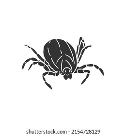 Tick Insect Icon Silhouette Illustration. Parasite Vector Graphic Pictogram Symbol Clip Art. Doodle Sketch Black Sign.