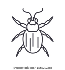 tick insect over white background, line detail style icon, vector illustration
