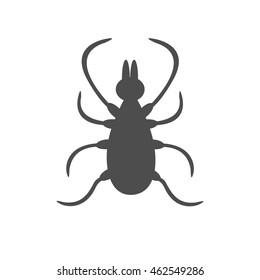 Tick insect silhouette. Mite deer big icon. Dangerous black parasite. White background. Isolated. Flat design. Vector illustration
