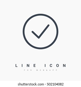 Tick isolated linear icon for websites minimalistic flat design