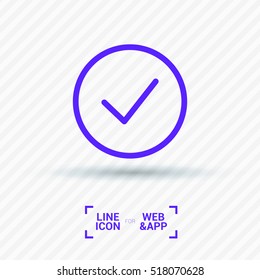 Tick isolated linear icon for websites minimalistic flat design