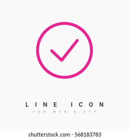 Tick isolated linear icon for websites minimalistic flat design