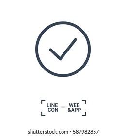 Tick isolated linear icon for websites minimalistic flat design