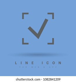 Tick isolated minimal vector icon. Checkbox flat line icon for websites and mobile minimalistic flat design.