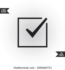 Tick isolated minimal vector icon. Checkbox flat line icon for websites and mobile minimalistic flat design.
