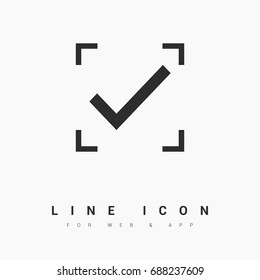 Tick isolated minimal vector icon. Checkbox flat line icon for websites and mobile minimalistic flat design.