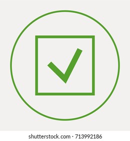 Tick isolated minimal vector icon. Check box flat line icon for websites and mobile minimalistic flat design.