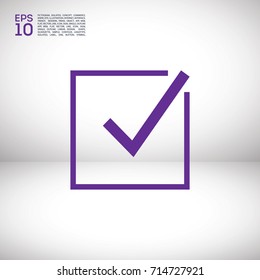 Tick isolated minimal vector icon. Check box flat line icon for websites and mobile minimalistic flat design.
