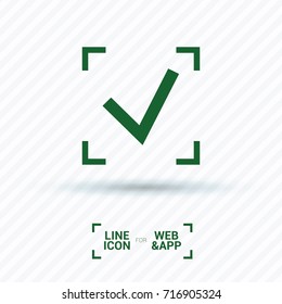 Tick isolated minimal vector icon. Checkbox flat line icon for websites and mobile minimalistic flat design.

