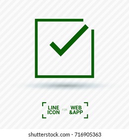 Tick isolated minimal vector icon. Checkbox flat line icon for websites and mobile minimalistic flat design.
