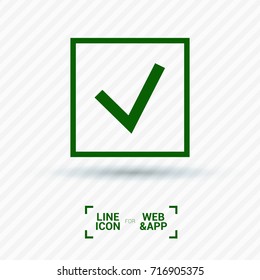 Tick isolated minimal vector icon. Checkbox flat line icon for websites and mobile minimalistic flat design.
