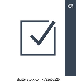 Tick isolated minimal vector icon. Checkbox flat line icon for websites and mobile minimalistic flat design.
