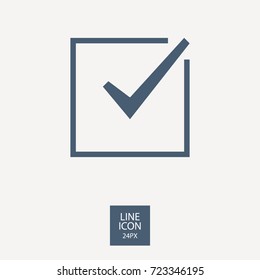 Tick isolated minimal vector icon. Checkbox flat line icon for websites and mobile minimalistic flat design.