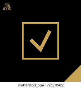 Tick isolated minimal vector icon. Checkbox flat line icon for websites and mobile minimalistic flat design.
