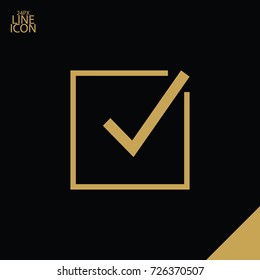 Tick isolated minimal vector icon. Checkbox flat line icon for websites and mobile minimalistic flat design.
