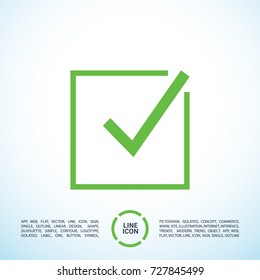 Tick isolated minimal vector icon. Checkbox flat line icon for websites and mobile minimalistic flat design.
