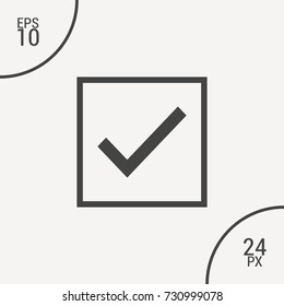 Tick isolated minimal vector icon. Checkbox flat line icon for websites and mobile minimalistic flat design.
