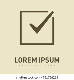 Tick isolated minimal vector icon. Checkbox flat line icon for websites and mobile minimalistic flat design.
