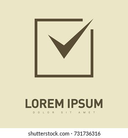 Tick isolated minimal vector icon. Checkbox flat line icon for websites and mobile minimalistic flat design.
