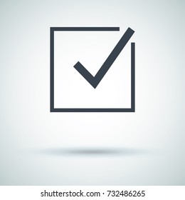 Tick isolated minimal vector icon. Checkbox flat line icon for websites and mobile minimalistic flat design.
