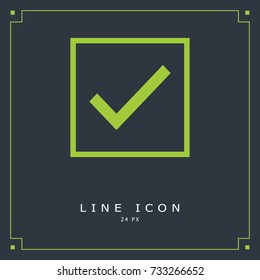 Tick isolated minimal vector icon. Checkbox flat line icon for websites and mobile minimalistic flat design.
