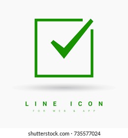 Tick isolated minimal vector icon. Checkbox flat line icon for websites and mobile minimalistic flat design.
