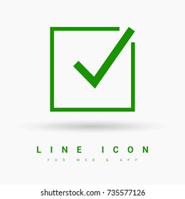 Tick isolated minimal vector icon. Checkbox flat line icon for websites and mobile minimalistic flat design.
