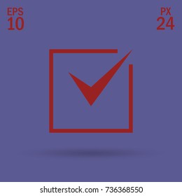 Tick isolated minimal vector icon. Checkbox flat line icon for websites and mobile minimalistic flat design.
