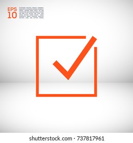Tick isolated minimal vector icon. Checkbox flat line icon for websites and mobile minimalistic flat design.