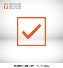 Tick isolated minimal vector icon. Checkbox flat line icon for websites and mobile minimalistic flat design.
