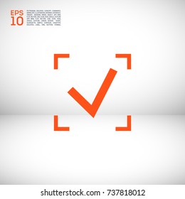 Tick isolated minimal vector icon. Checkbox flat line icon for websites and mobile minimalistic flat design.