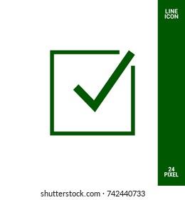 Tick isolated minimal vector icon. Checkbox flat line icon for websites and mobile minimalistic flat design.
