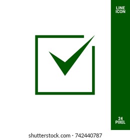 Tick isolated minimal vector icon. Checkbox flat line icon for websites and mobile minimalistic flat design.