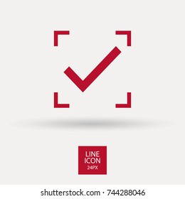 Tick isolated minimal vector icon. Checkbox flat line icon for websites and mobile minimalistic flat design.
