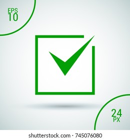 Tick isolated minimal vector icon. Checkbox flat line icon for websites and mobile minimalistic flat design.