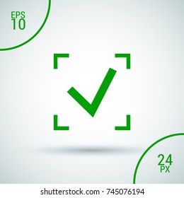 Tick isolated minimal vector icon. Checkbox flat line icon for websites and mobile minimalistic flat design.
