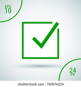 Tick isolated minimal vector icon. Checkbox flat line icon for websites and mobile minimalistic flat design.