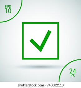 Tick isolated minimal vector icon. Checkbox flat line icon for websites and mobile minimalistic flat design.