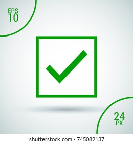 Tick isolated minimal vector icon. Checkbox flat line icon for websites and mobile minimalistic flat design.
