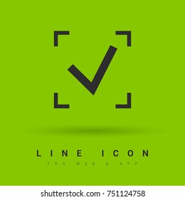 Tick isolated minimal vector icon. Checkbox flat line icon for websites and mobile minimalistic flat design.