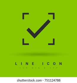 Tick isolated minimal vector icon. Checkbox flat line icon for websites and mobile minimalistic flat design.