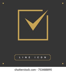 Tick isolated minimal vector icon. Checkbox flat line icon for websites and mobile minimalistic flat design.
