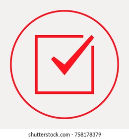 Tick isolated minimal vector icon. Checkbox flat line icon for websites and mobile minimalistic flat design.