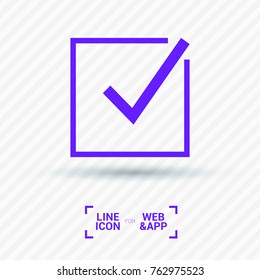 Tick isolated minimal vector icon. Checkbox flat line icon for websites and mobile minimalistic flat design.