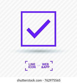 Tick isolated minimal vector icon. Checkbox flat line icon for websites and mobile minimalistic flat design.