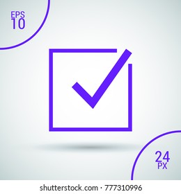 Tick isolated minimal vector icon. Checkbox flat line icon for websites and mobile minimalistic flat design.